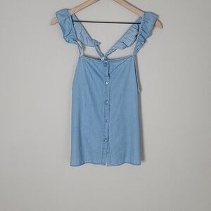 Xhilaration Chambray Button Down Tank Top NWT